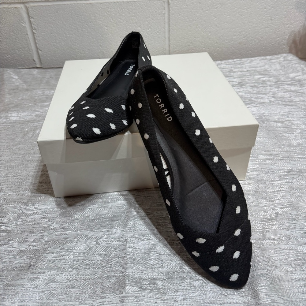 Torrid Black Flats with White Dots